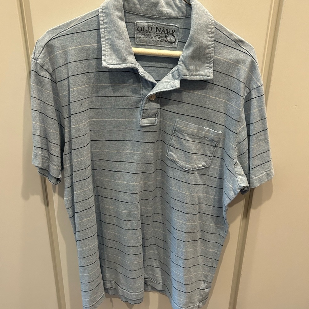 Blue striped polo